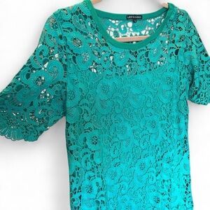Leo & Ugo - French Designer Lace Dress – Bold Green Elegance “MADE IN FRANCE!”